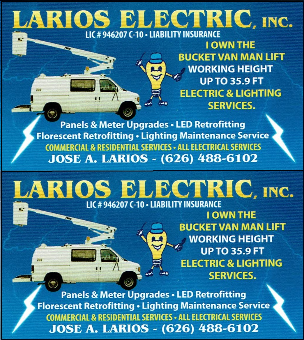Business Card - Larios Electric Inc